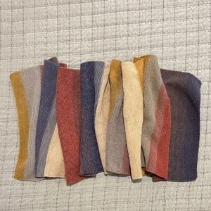 Striped Multicolor Hand Knit Acrylic Scarf - Warm Earth Tones